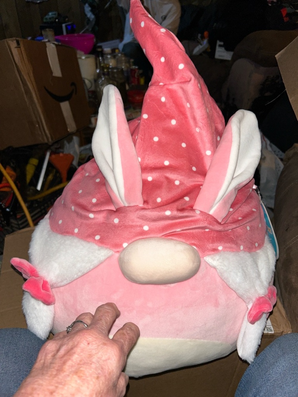 Squishmallows Pink Polka Dot Bunny Gnome Plush